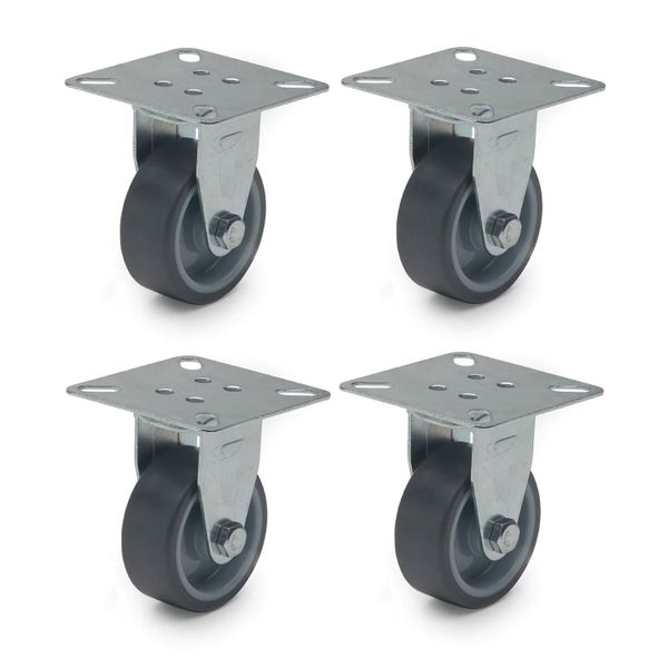 4 Pack Castor Wheel, 50mm, Fixed, Thermoplastic