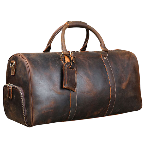 Duffel Bags Genuine Leather Gym Duffel Bag Travel Bag BERNIE.B - Dark Brown