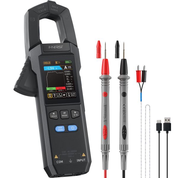 Digital Clamp Meter TRMS 9999 Counts, 600A Rechargeable Multimeter NCV
