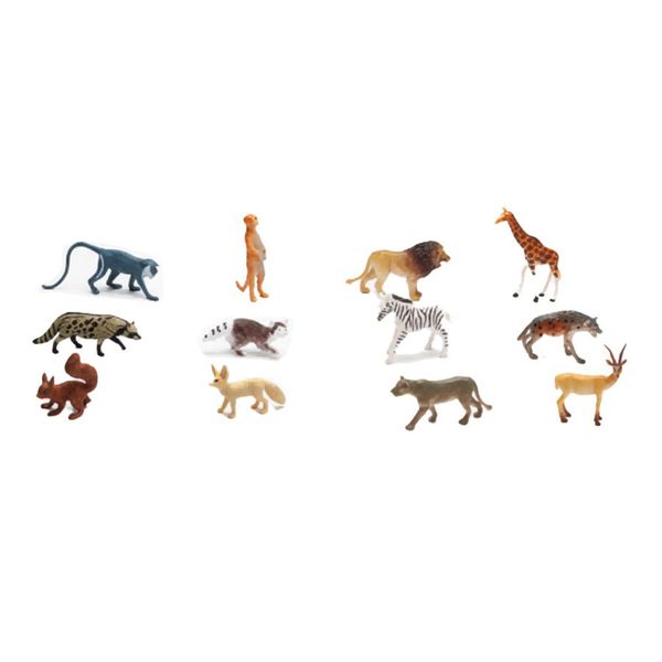 12 Pieces Mini Wild Safari Animals Collectible Figurines