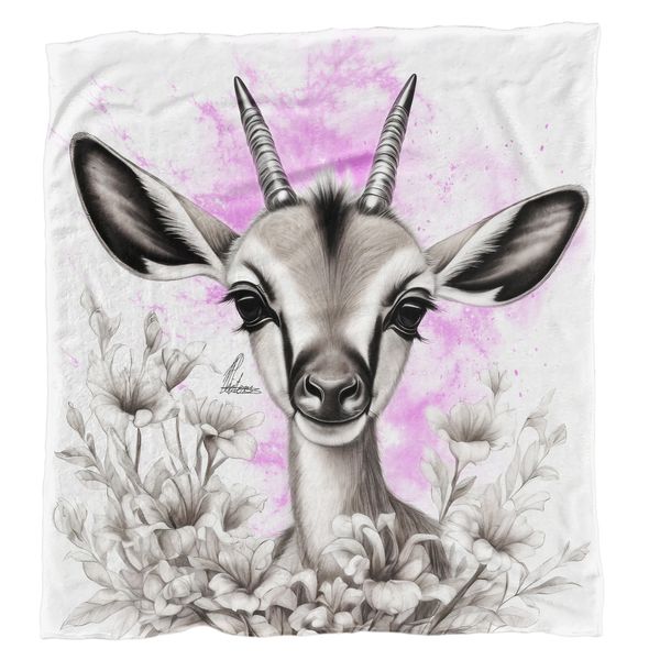 Pink Baby Springbok Light Weight Fleece Blanket By Nathan Pieterse