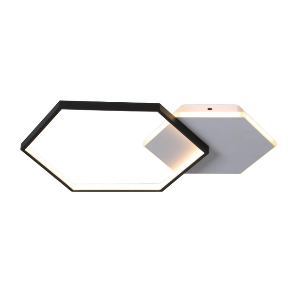 Modern Hexagon LED Ceiling Light 46W Sand Black &amp; White Flush Mount