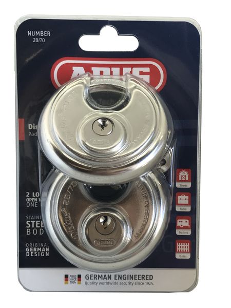 Abus 28/70 Diskus Padlock 2 Pack Keyed Alike