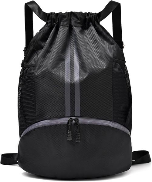 Drawstring Backpack Gym Bag with Shoes Compartment for Women Men