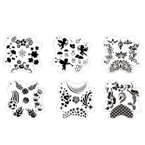 6 Pcs Face Paint Stencil, Reusable Body Facial Painting Templates