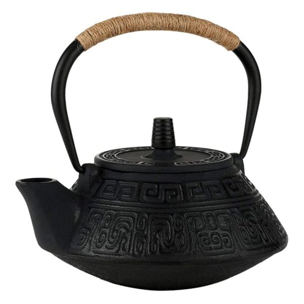 Cast Iron Teapot,Die Casting Pattern Cast Iron Teapot with Hemp Rope Handle
