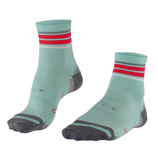FALKE Pedal Pressure Free Midcalf Stripe Bike Socks - Size: 4-7 - Aqua Sage
