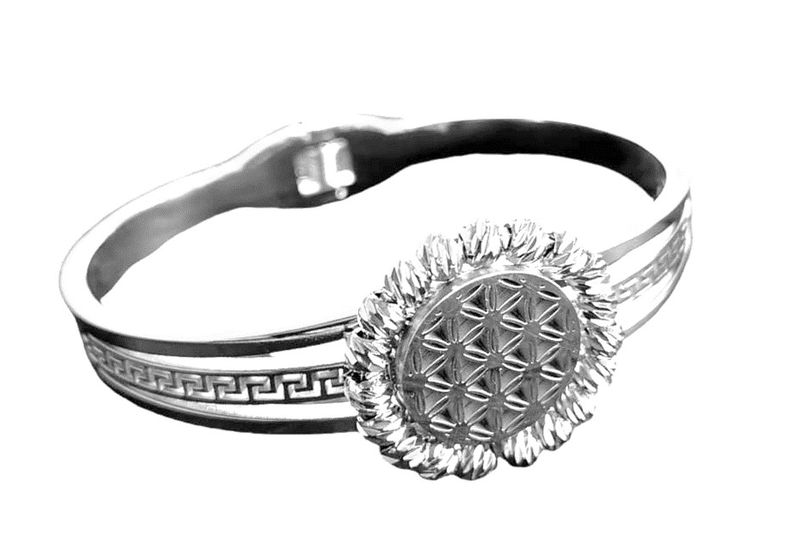 Stainless Steel Flower Of Life Disk Design With Spring For Easy Wear