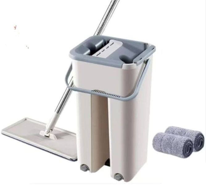 Hands-Free Magic Spin Mop with Removable Stainless Steel Pole Set