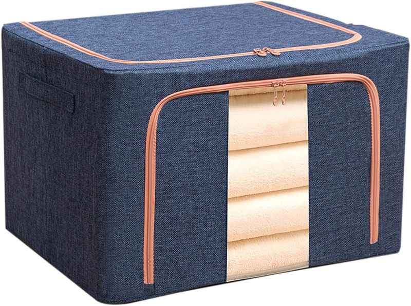 100L Large Capacity Foldable Metal Frame Storage with Window and Handles