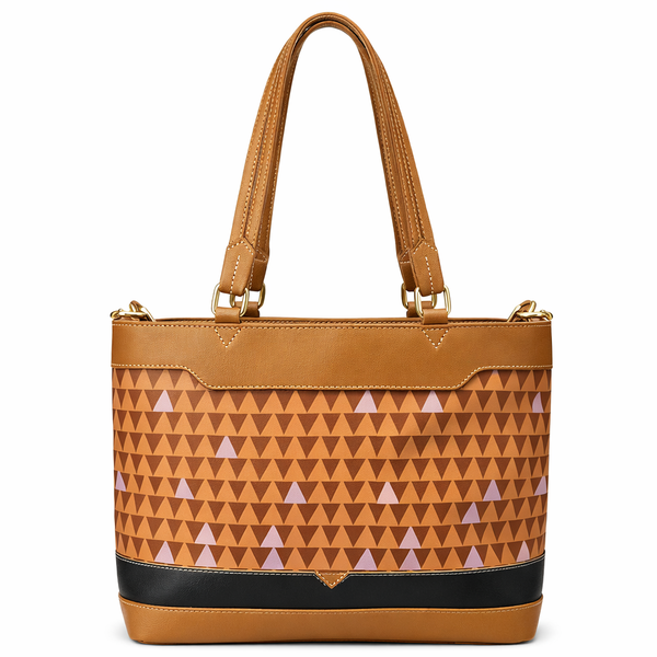 Large Geometric Pattern Shoulder Tote Handbag - PU Leather Ladies Carry Bag