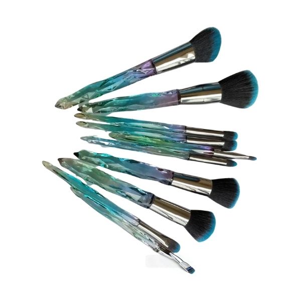 10 Piece Makeup Brush Set - Green