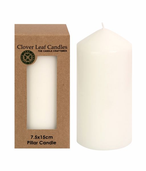 6 x Clover Leaf Candles - Wedding Pillar Candle - (7.5x15cm)