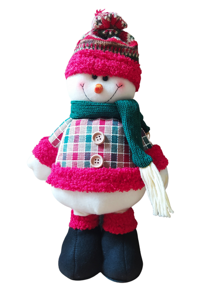 Snowman Soft Toy - Vintage Christmas Decor - L30cm