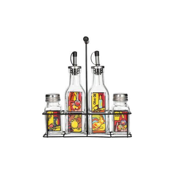 Oil &amp; Vinegar/ Salt &amp; Pepper Dispenser Stand 5pcs