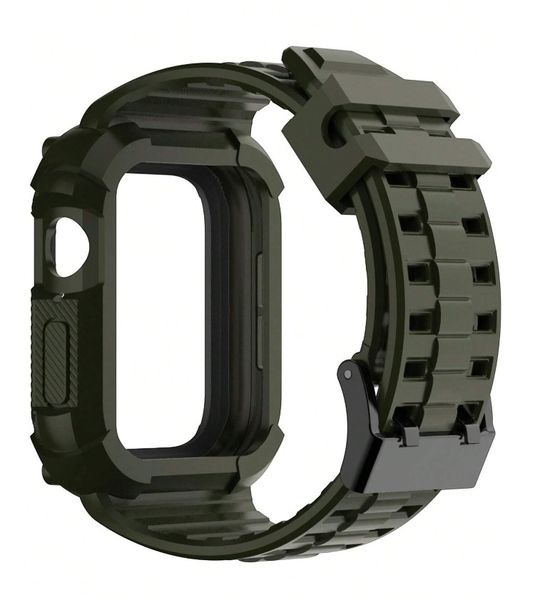 Military-Grade Silicone 49mm Apple Watch Band With Screen Protector - Green
