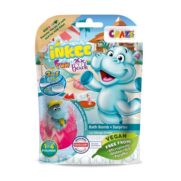 Inkee-Surprise Bath Bomb Fun Beach Hippo-Blindbox
