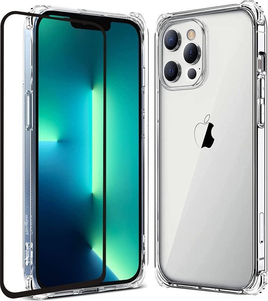 TPU Clear Case &amp; 9D Tempered Glass Double Kit Compatible with iPhone 13 Pro