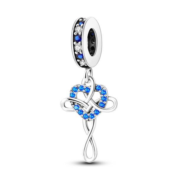 Curly Cross with Heart S925 Charm for Bracelet / Necklace Pendant