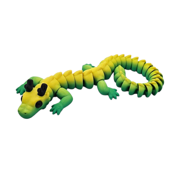 Rainbow 3D Printed Articulated Dragon Toy - 30cm, With Black Horns &amp; Eyes