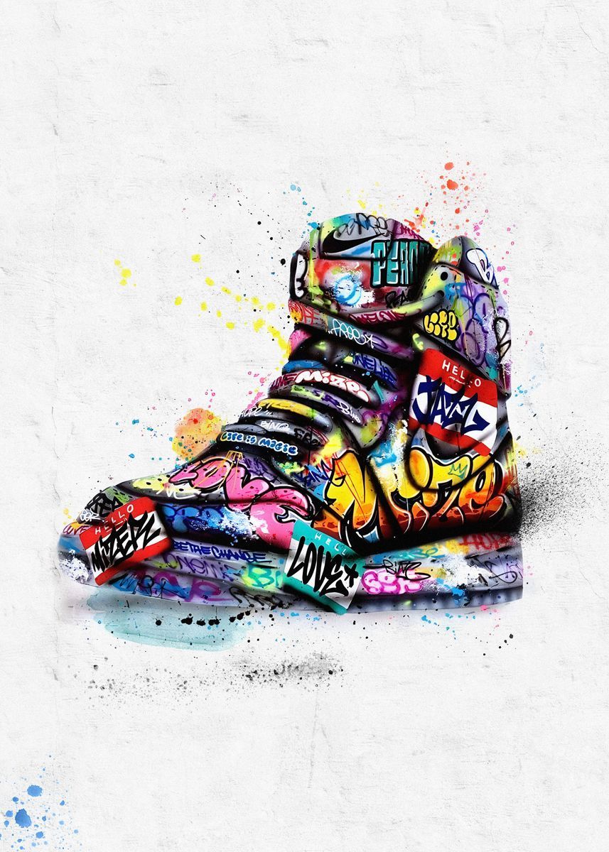 Art Cool Canvas Sneakers Canvas Wall Art Graffiti Sneaker Artwork
