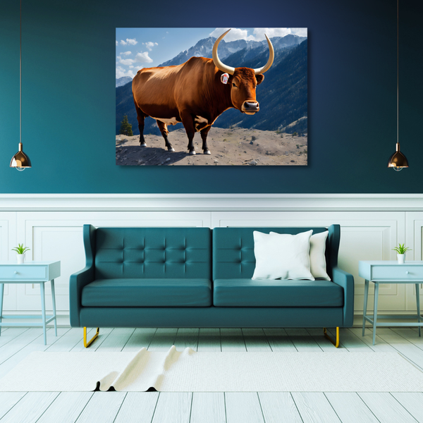 Canvas Wall Art Decor - Bull In The Mountains