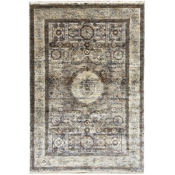 Elegant Heritage, Aman Persian Style Machine Made/ High-Quality - Brown Rug