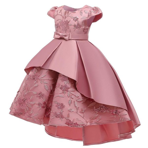 Pink High-Low Floral Sequin Princess Dress for Girls