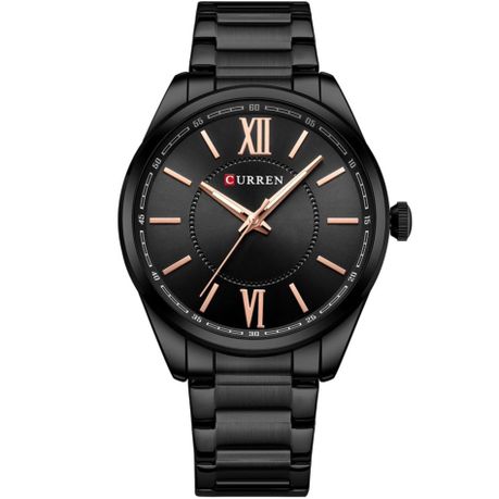 Curren black metal online analog watch