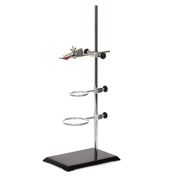Laboratory Grade Metalware Support Stand, Cork Lined Burette Clamp with 2 R