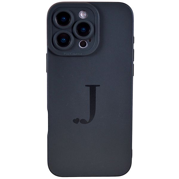 Phone Case with Initial J and Pro Camera Compatible with Iphone 16 Pro - Matte Black