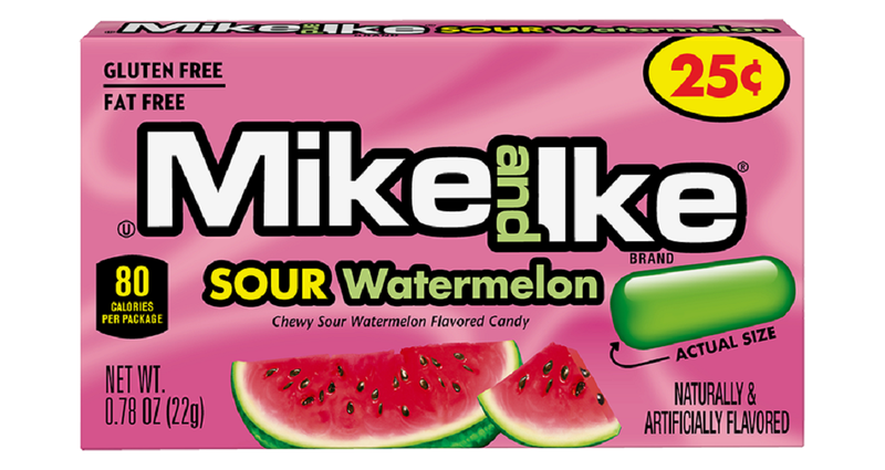 Mike and Ike Sour Watermelon Flavored Chewy Sweets Snack 22g - Pack 6