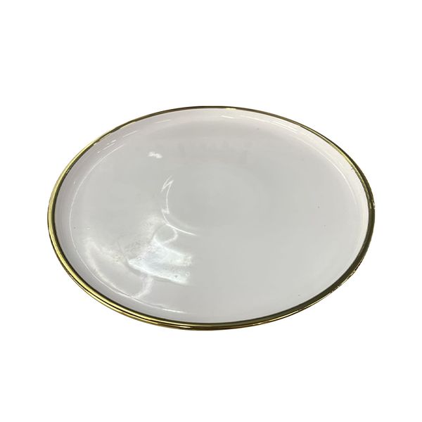 12 Pieces 10Inch White Porcelain Pizza Dinner Plate With Gold Trim