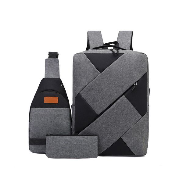 3-Piece Men or Women Travel Laptop Backpack - School Shoulder Bag