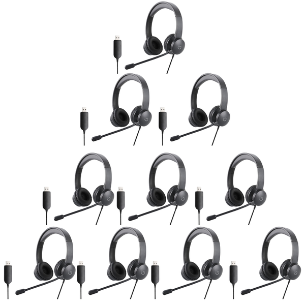 10 x WINX CALL Clear USB Headset with Noise Canceling Mic - BUNDLE