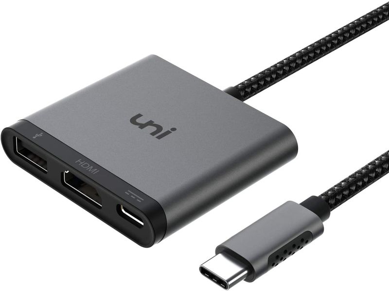 Uni USB C to HDMI Adapter with 3 in 1 USB C HUB (4k@60Hz) - Space Gray