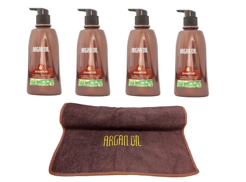 Revitalize Your Hair: 4-Pack Argan Oil Shampoo 350 + Microfiber Towel