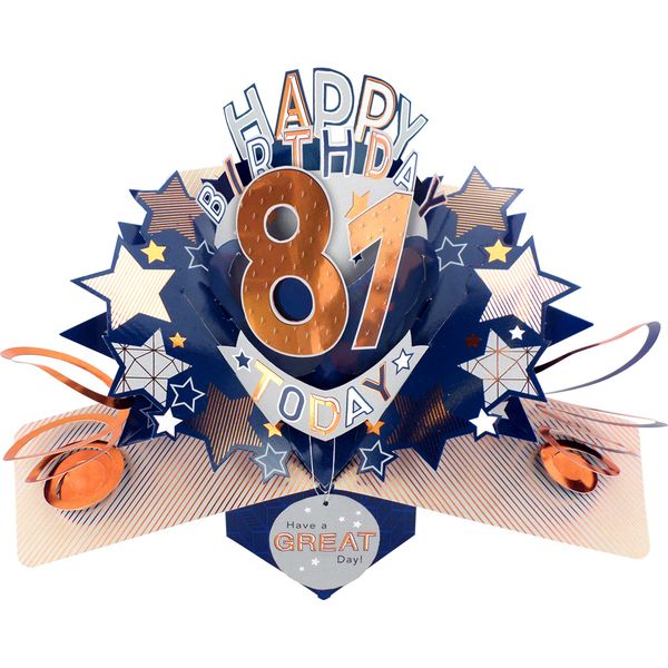 Happy 81st Birthday 3D Pop Up Card - Male