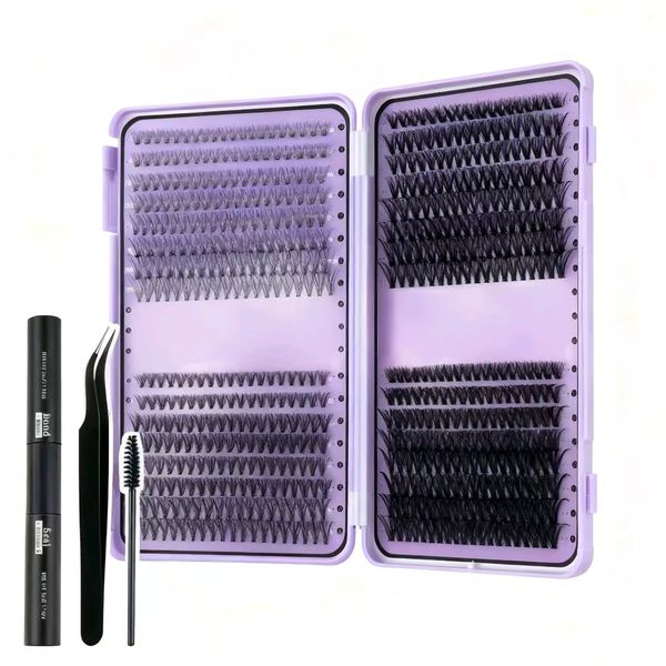 640 Pieces Eyelash Cluster Kit for Extending 9-16mm Segmented Eyelashes