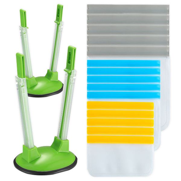 17pcs Reusable Food Storage Bags Silicone Ziplock Bag Freezer Bags &amp; Holder
