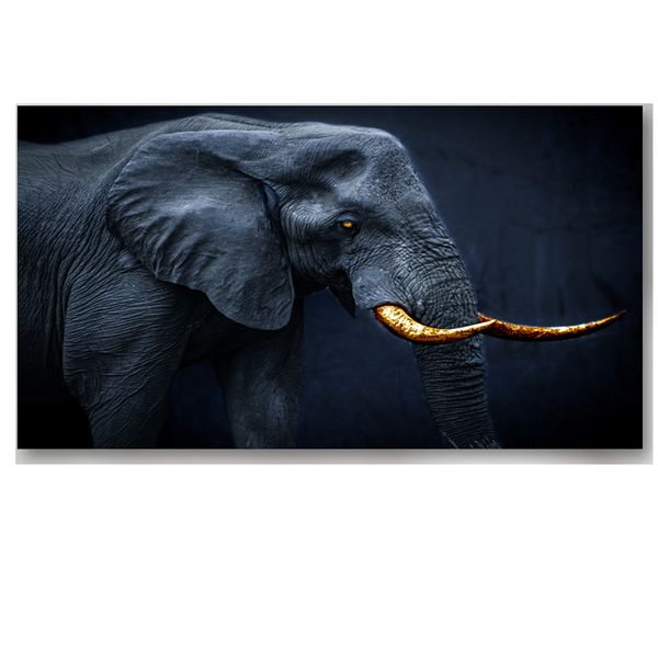 Gold, Blue Cotton Canvas cm Animals Wall Art