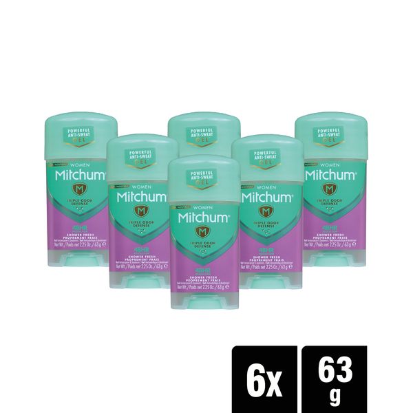 Mitchum Women Antiperspirant &amp; Deodorant Gel Shower Fresh 63g x 6 Pack