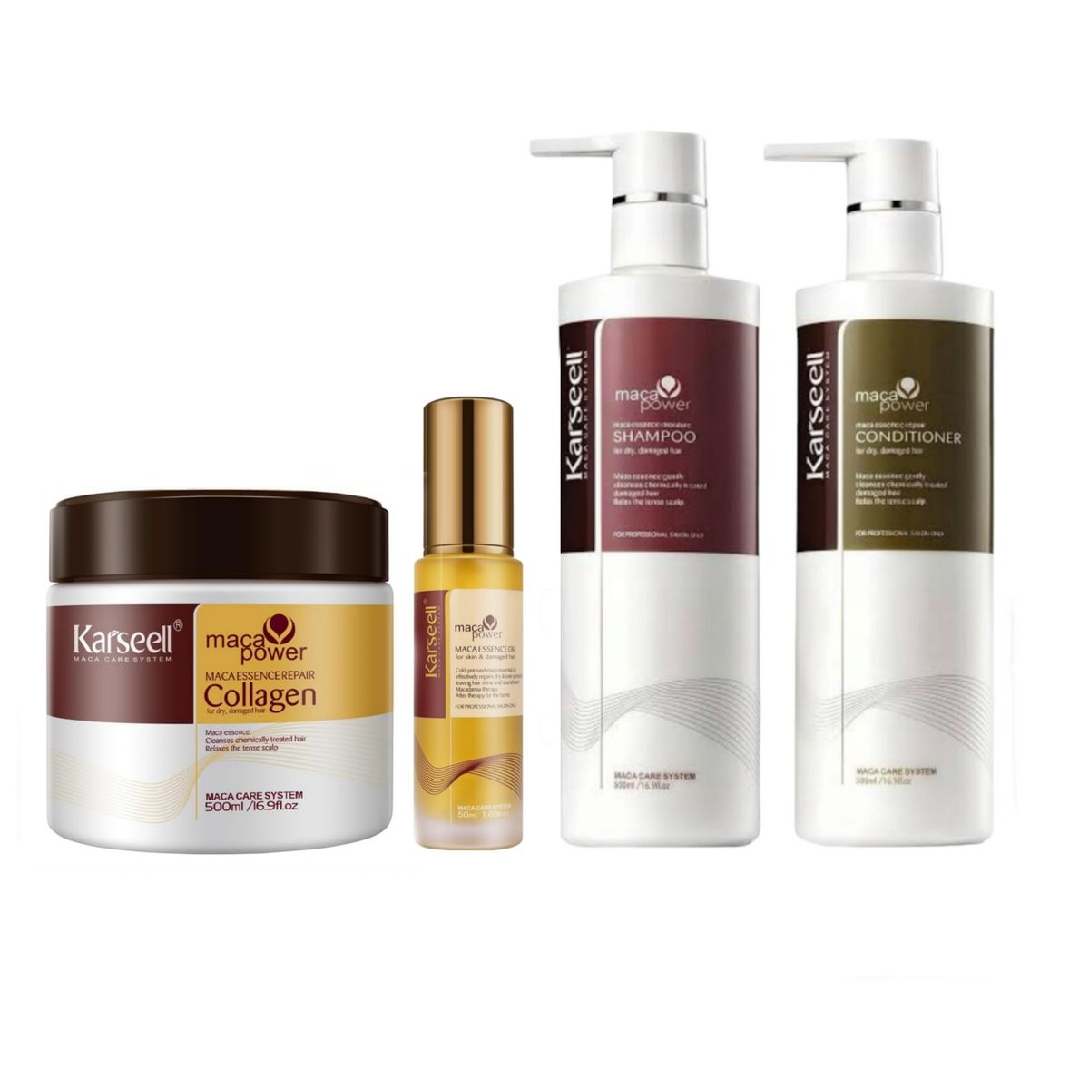 Karseell Maca Essence Collagen Hair Shampoo, Conditioner, Mask & Oil