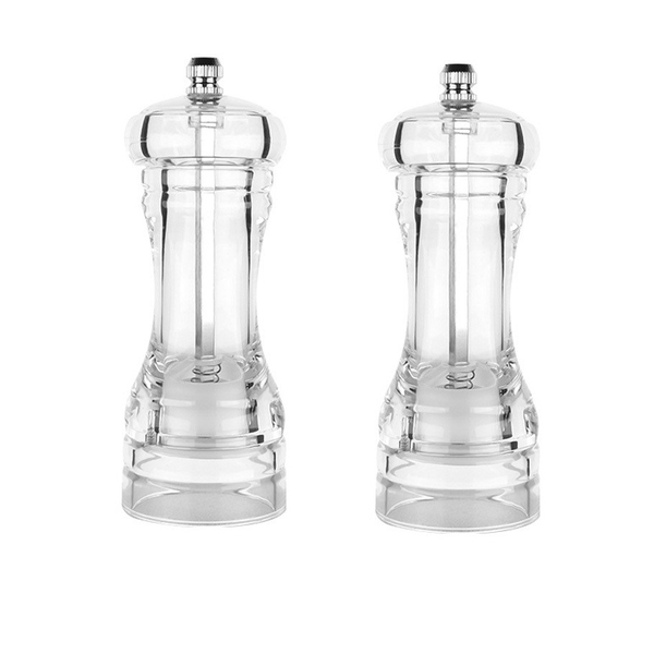 HDS - 16cm Acylic Pepper Mill - Transparent - Set of Two