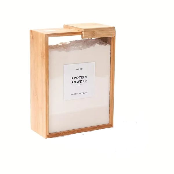 Transparent Bamboo and Acrylic Food Dispenser - 2 litre