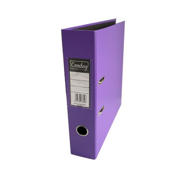 JD1028 CROXLEY P/P Lever Arch File 70mm - Black Inner, Lilac Outer - Box 10
