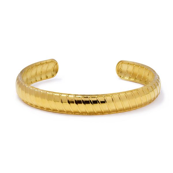 Steel My Heart Waterproof Ribbed Cuff Stainless Steel Bangle