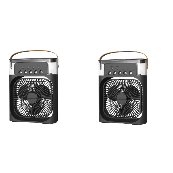 2 PACK-LED Portable Air Cooler Fan with Mist Spray