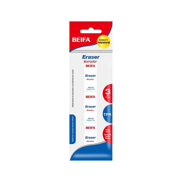 TPR White Erasers 4.21-18 x bags with 3 Erasers inside