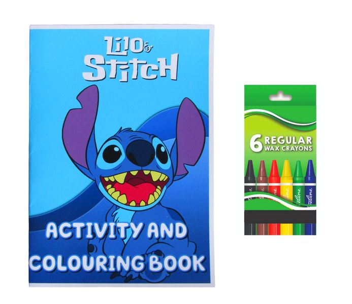 Lilo &amp; Stitch Activity and Colouring Book A5 plus 6 Wax Crayons - Set of 5